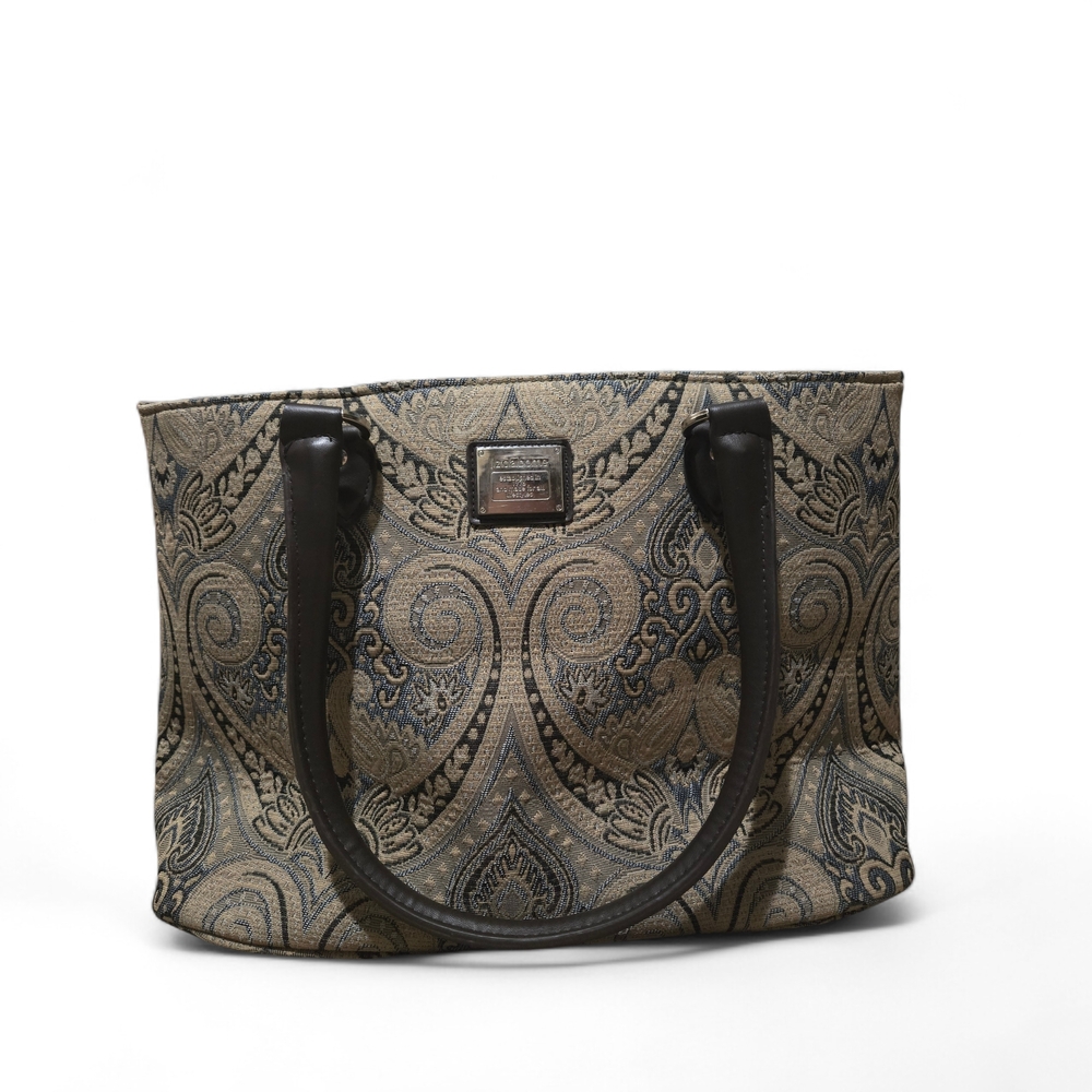 Liz Claiborne Black and Gold Patterned Tote